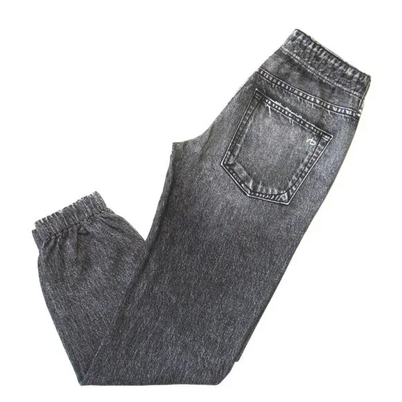 NWT rag & bone Miramar Jogger in Black Magic Photo Print Faux Jean Sweatpant XXS - Picture 6 of 9